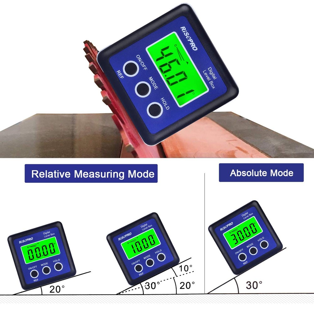 Digital Level Box Protractor Inclinometer with Magnet Base & LCD Backlight