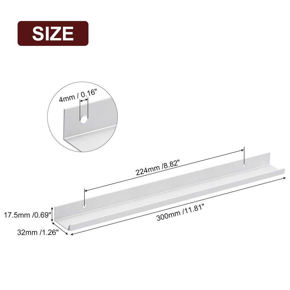 Cabinet Edge Finger Pull, 8pcs 300mm / 11.81" Hidden Cabinet Pulls, Silver
