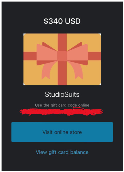 $340 StudioSuits Online Gift Card