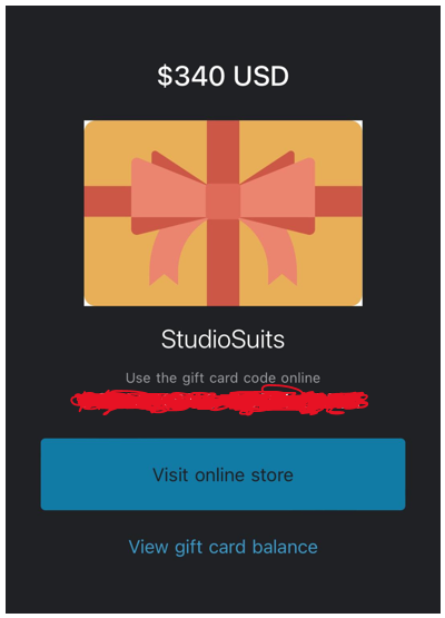 $340 StudioSuits Online Gift Card