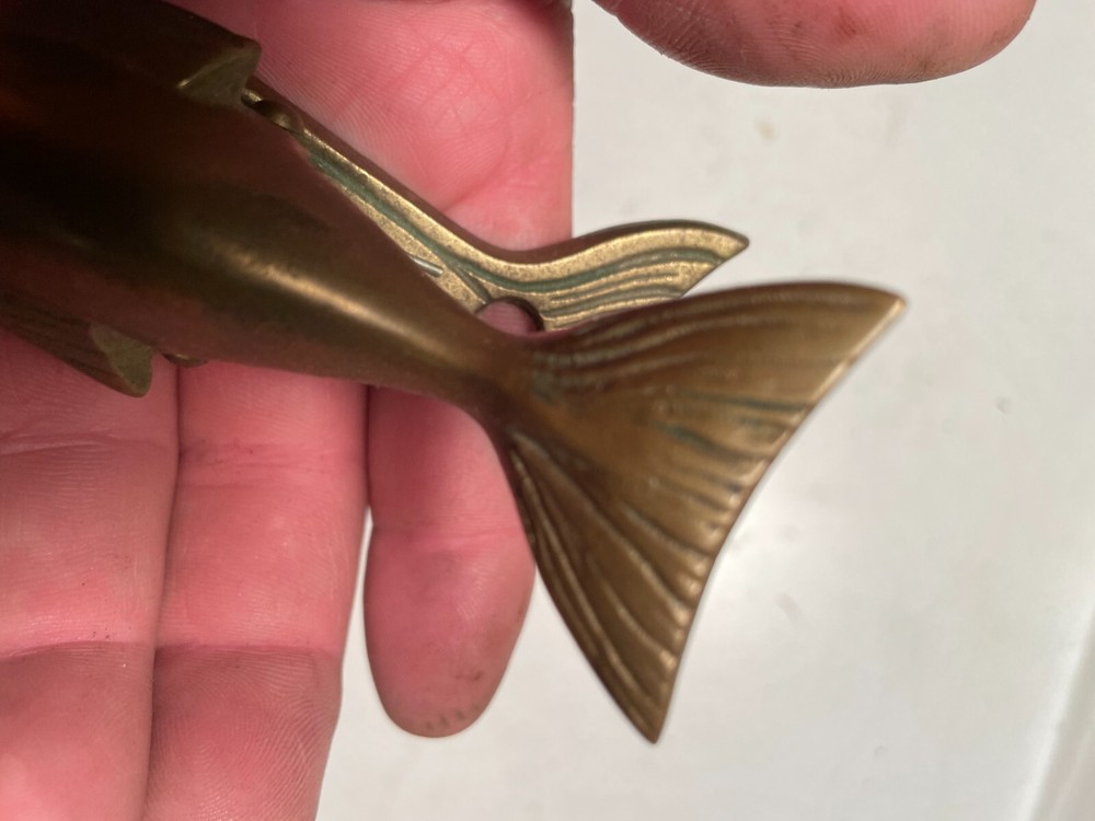 Vintage Soild Brass Whale Note Holder