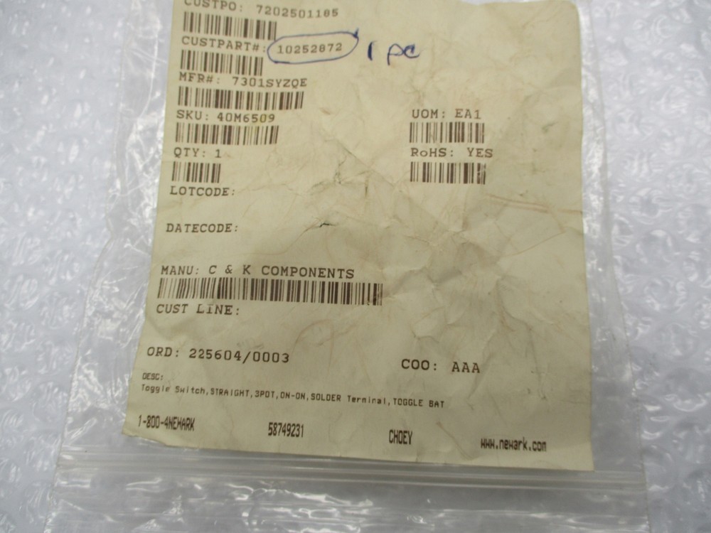 INDUSTRIAL SPARE 2A 250VAC TOGGLE SWITCH NSNP