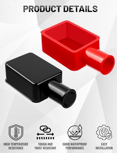 Pcs Battery Terminal Cover, Red and Black Isolate Soft Rubber Battery 12