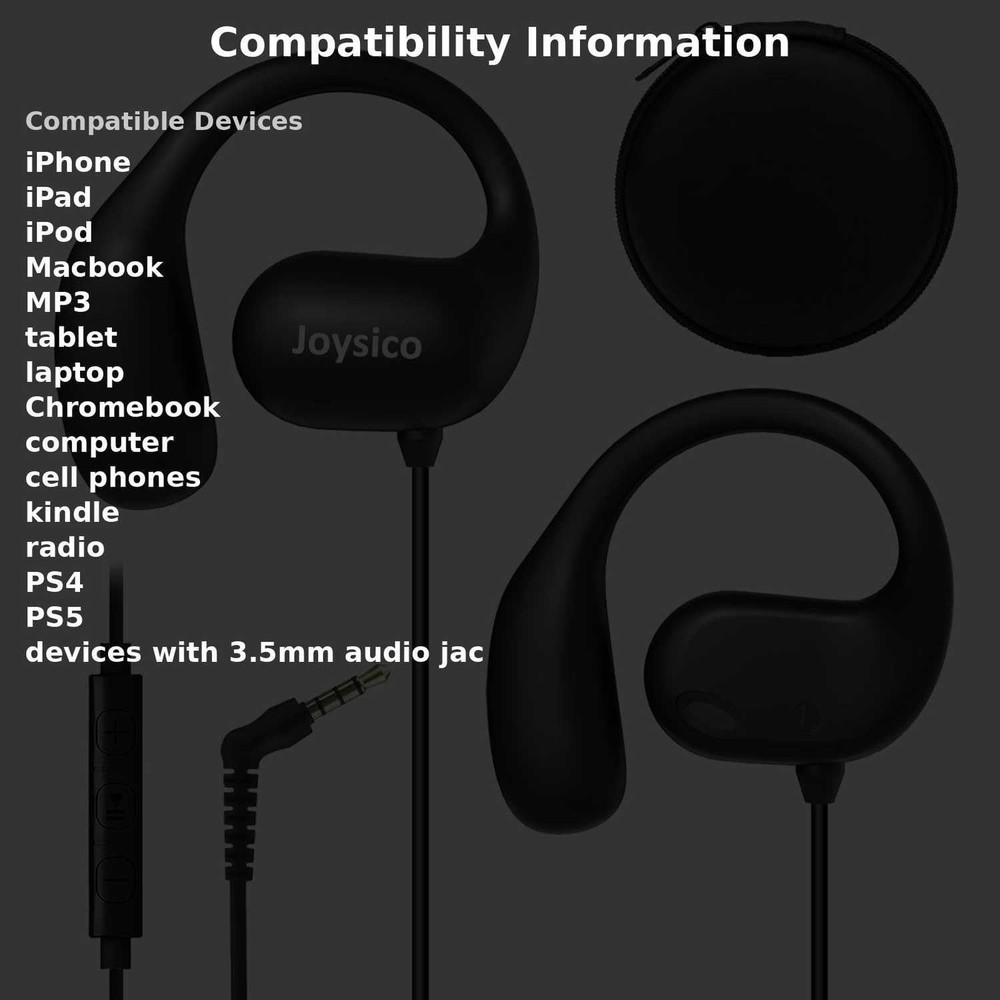 Joyico Wired Open Ear Headphones with Microphone, Volume Control, Wrap Around...