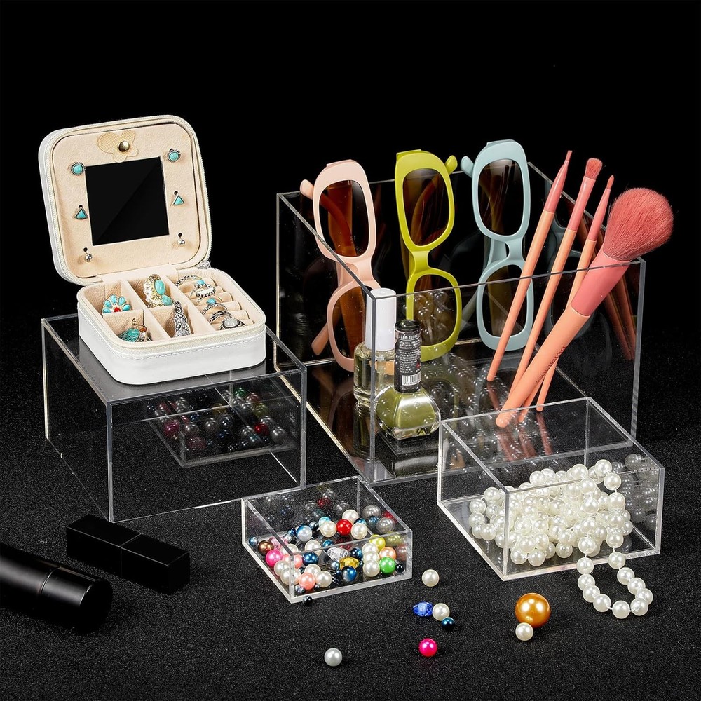 6 Pack Acrylic Risers for Display Acrylic Cube Boxes Risers Display Stands with