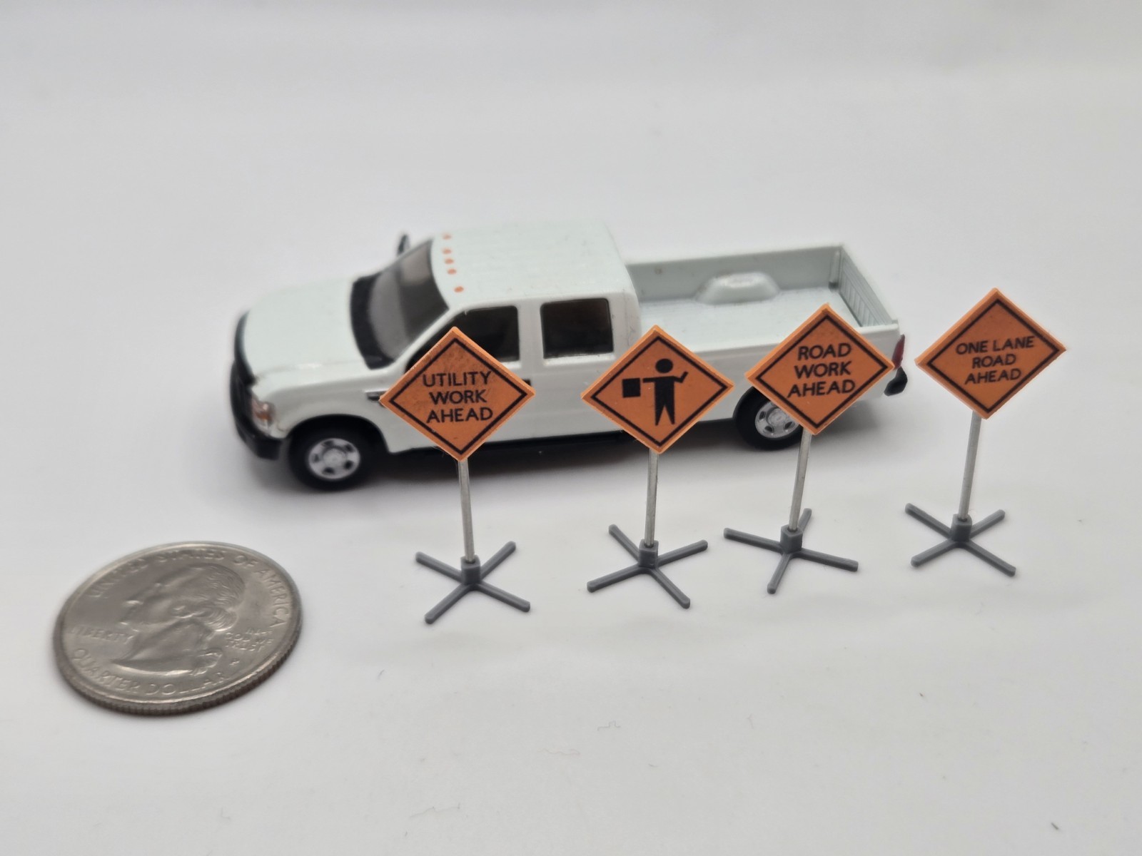 1/87 Scale Caution Work Ahead Signs *Set of 4*