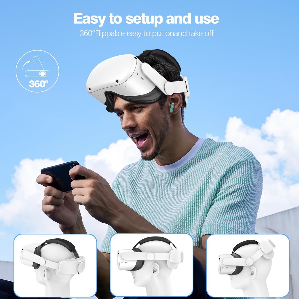 Head Strap with Oculus Quest 2,Meta Quest 2 Adjustable Elite Strap for Enhanc...