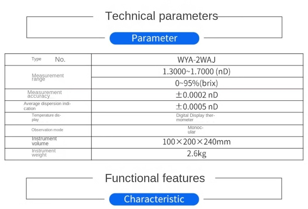 Sugar Concentration Meter 2WAJ Monocular Refractive Index Abbe Refractometer
