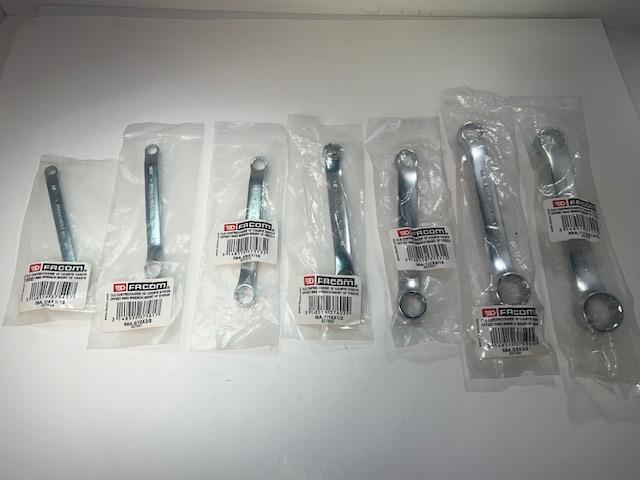 NEW Facom 7pc Set 10° Offset Stubby THIN WALL Box End SAE Wrench Set 1/4-13/16"