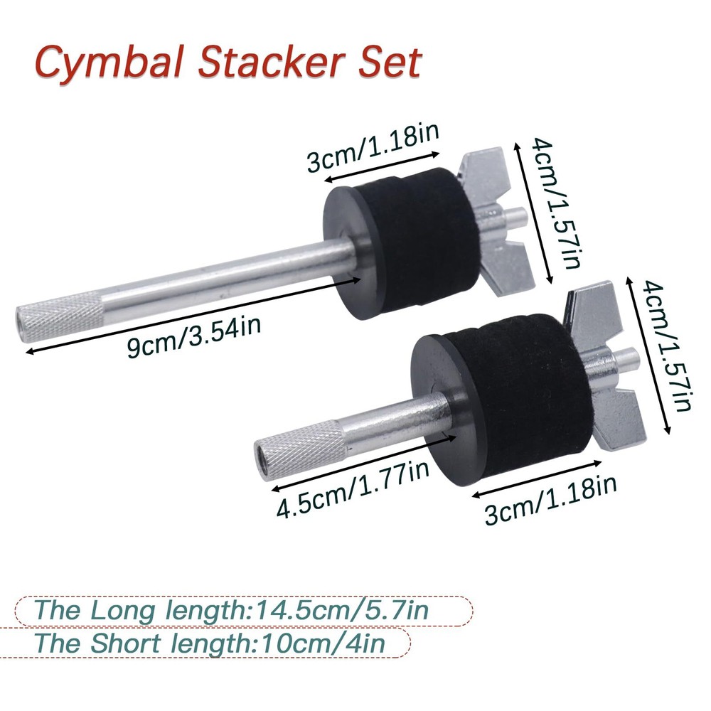 Cymbal Stacker Set 4" & 5.7" 8mm Thread Wing Nut Percussion Accessories