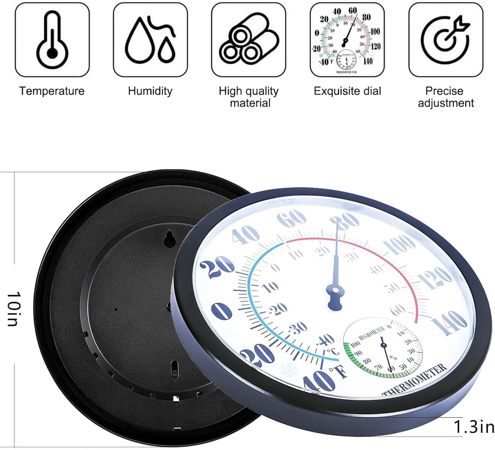 Indoor Hygrometer - Waterproof Hanging Wall Thermometer Decorative Large Numbe