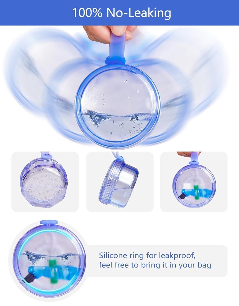 Leak Proof Portable Denture Bath Case Denture Cleaning Cup, False Teeth Holder M