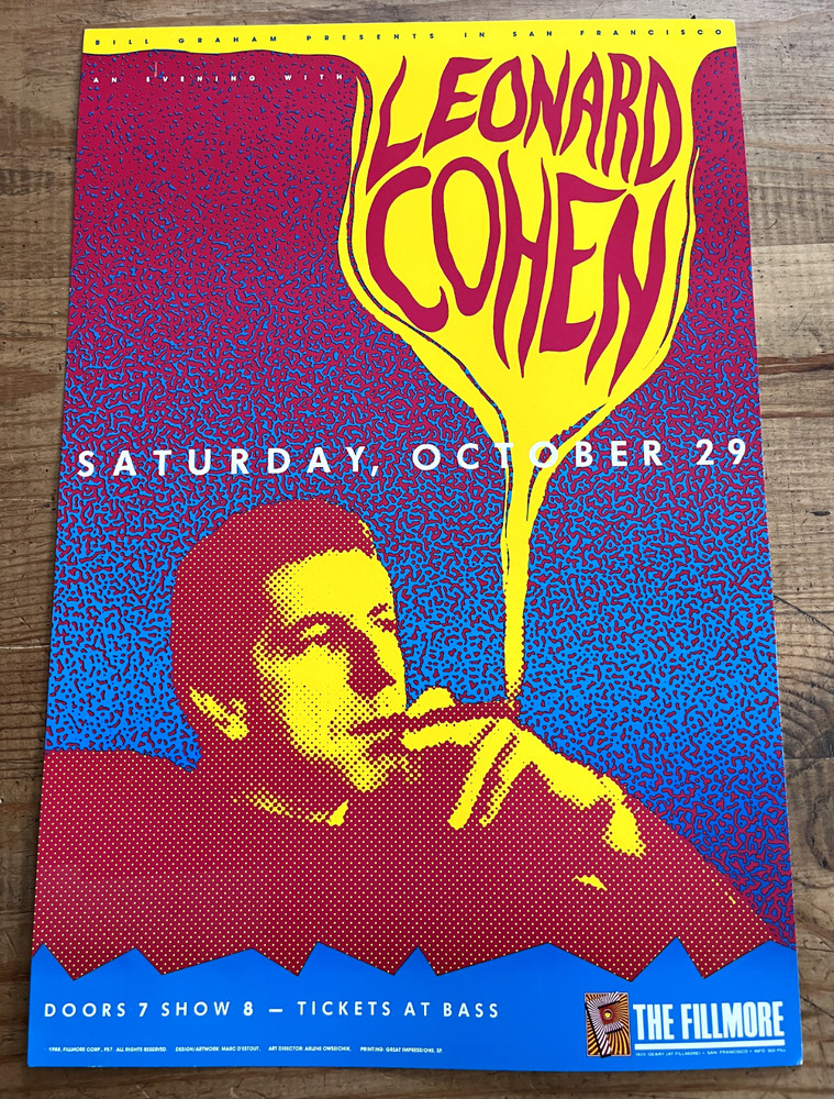 Leonard Cohen Concert Poster - Fillmore - 1988