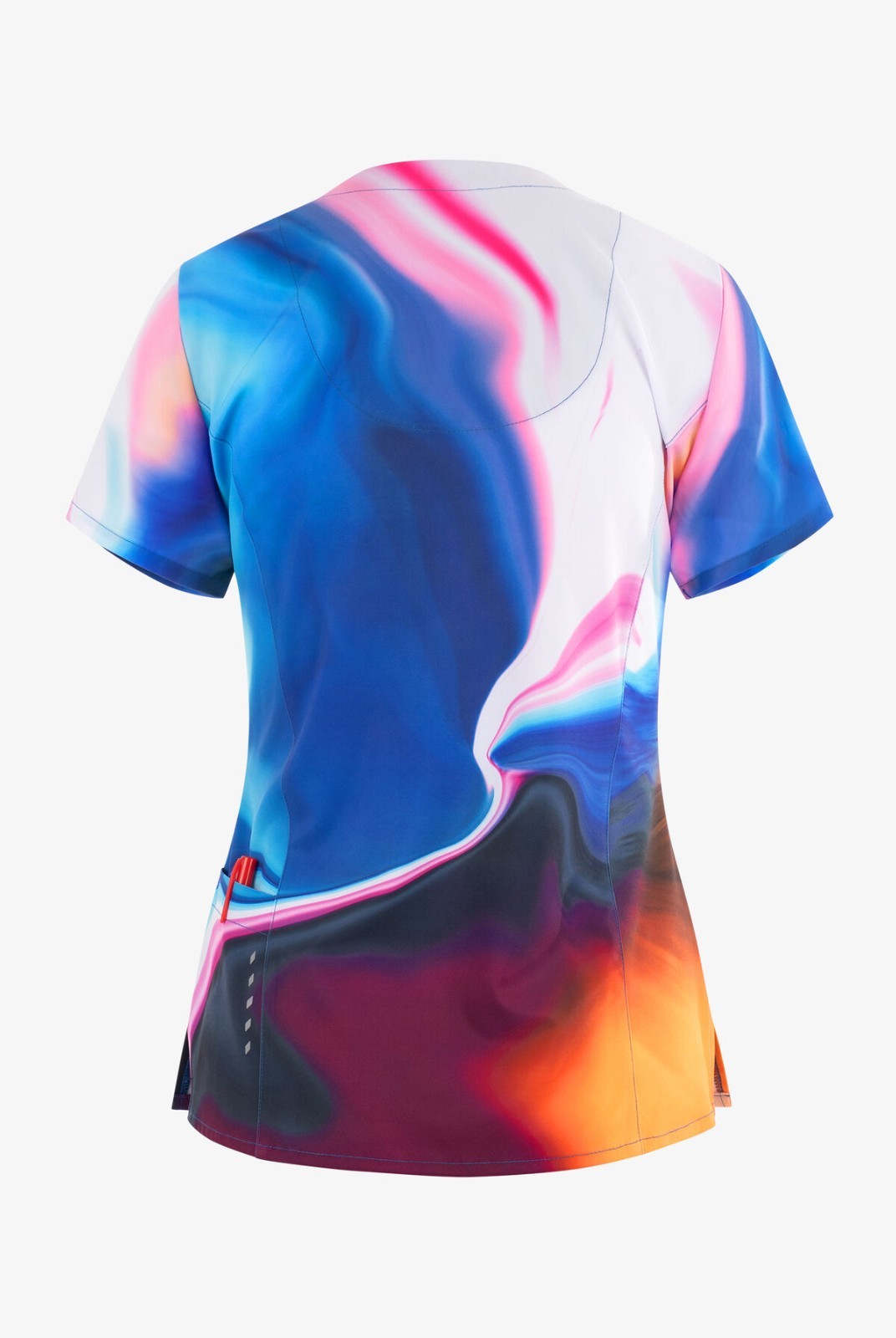 BARCO ONE WOMENS SPANDEX STRECTH 4 POCKET PRINT TOP SHIMMERING SKIES (SHSK) NWT