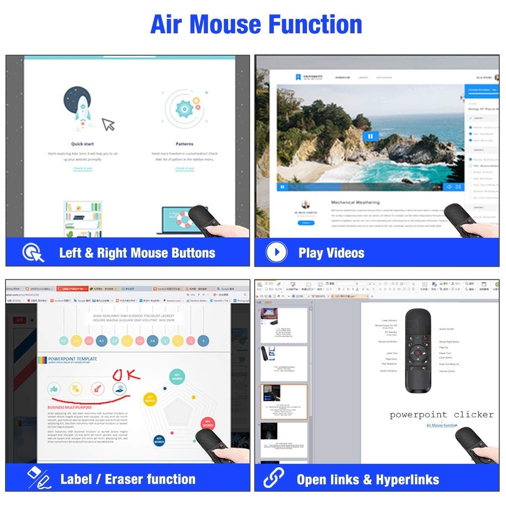 RF 2.4 GHz Wireless Presenter Air Mouse USB Powerpoint Clicker Remote Control