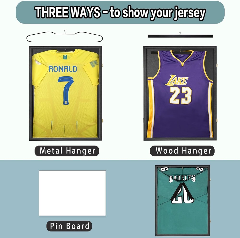 Large Lockable Jersey Display Case – Sports Jersey Shadow Box, Framed Frame