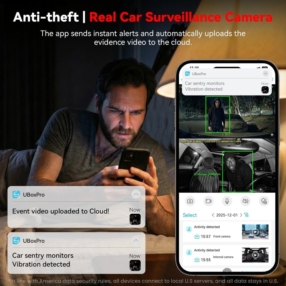 IIWEY 4G LTE Dash Cam Live-Streaming 2K Car Security Camera Front Inside GPS OBD