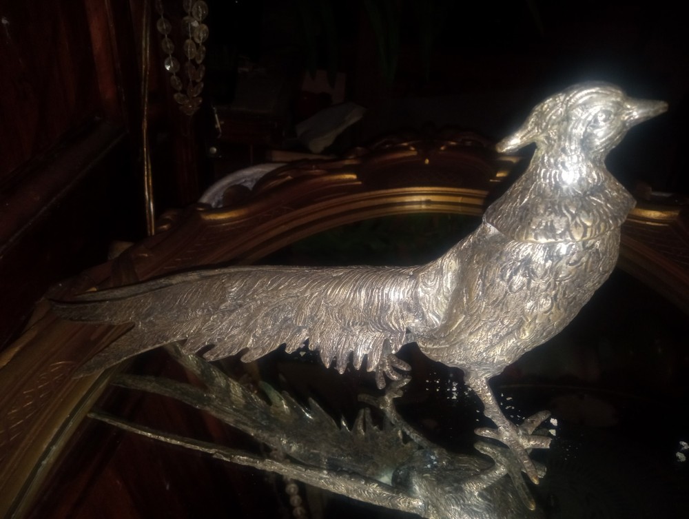 Silver Plated Pheasant Menu Holder Italy