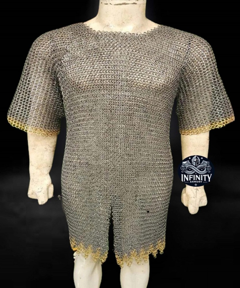 9mm Riveted Chainmail Shirt Brass Zig Zag Row Flat Washer Armor
