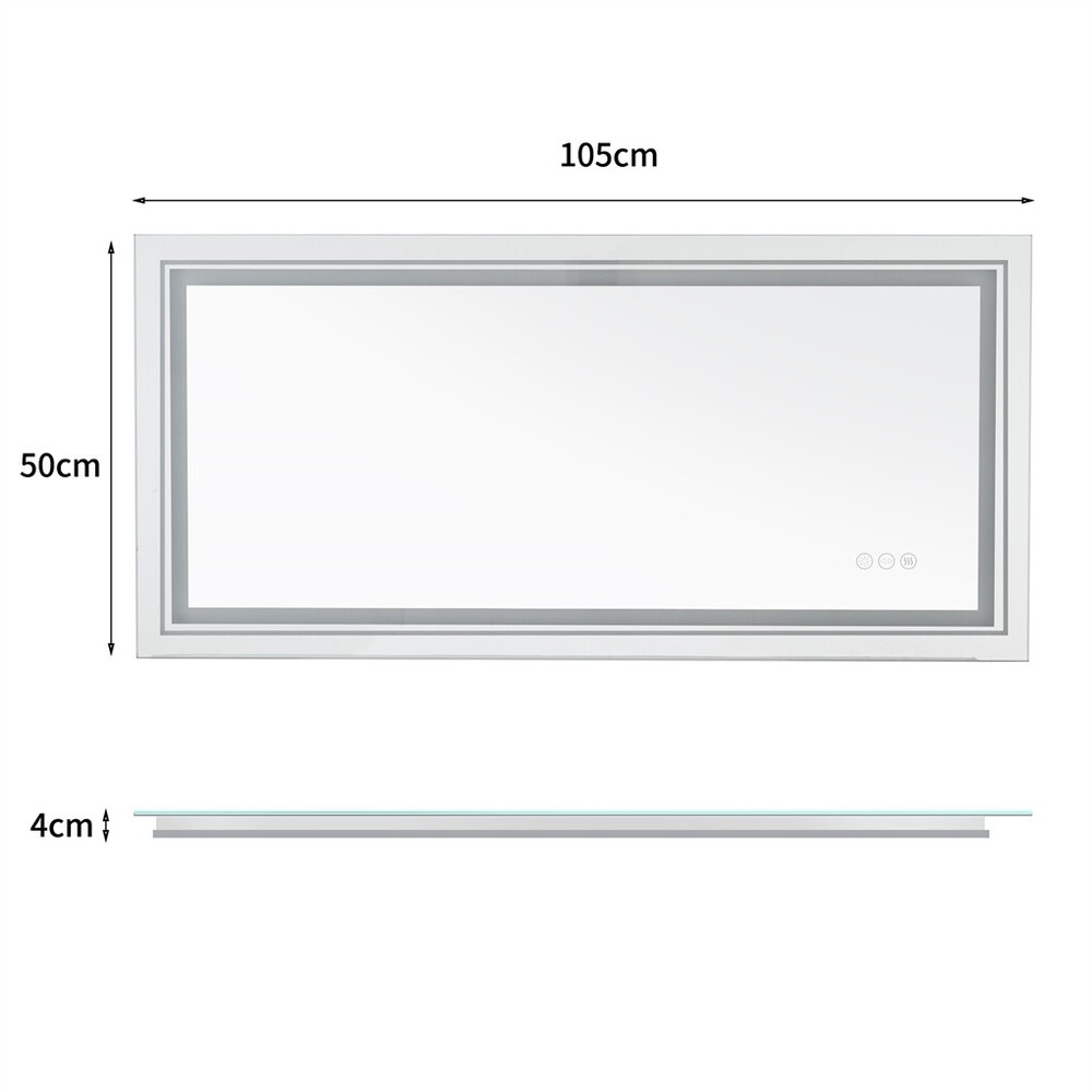 42''x20'' LED Wall Mirrors Sleek Backlit Bathroom Mirror Vertical & Horizontal