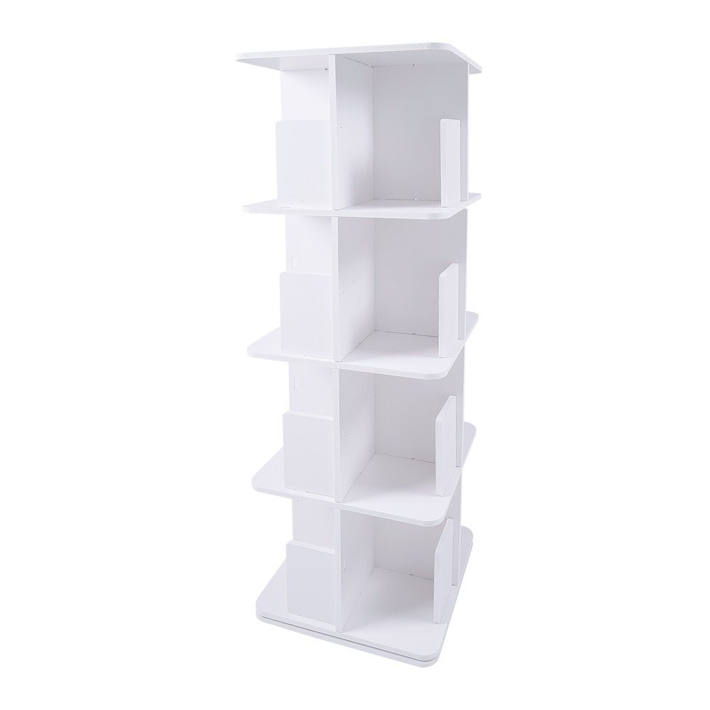 360° Rotating Bookshelf 4 Tier Standing Bookcase Small Corner Bookcase