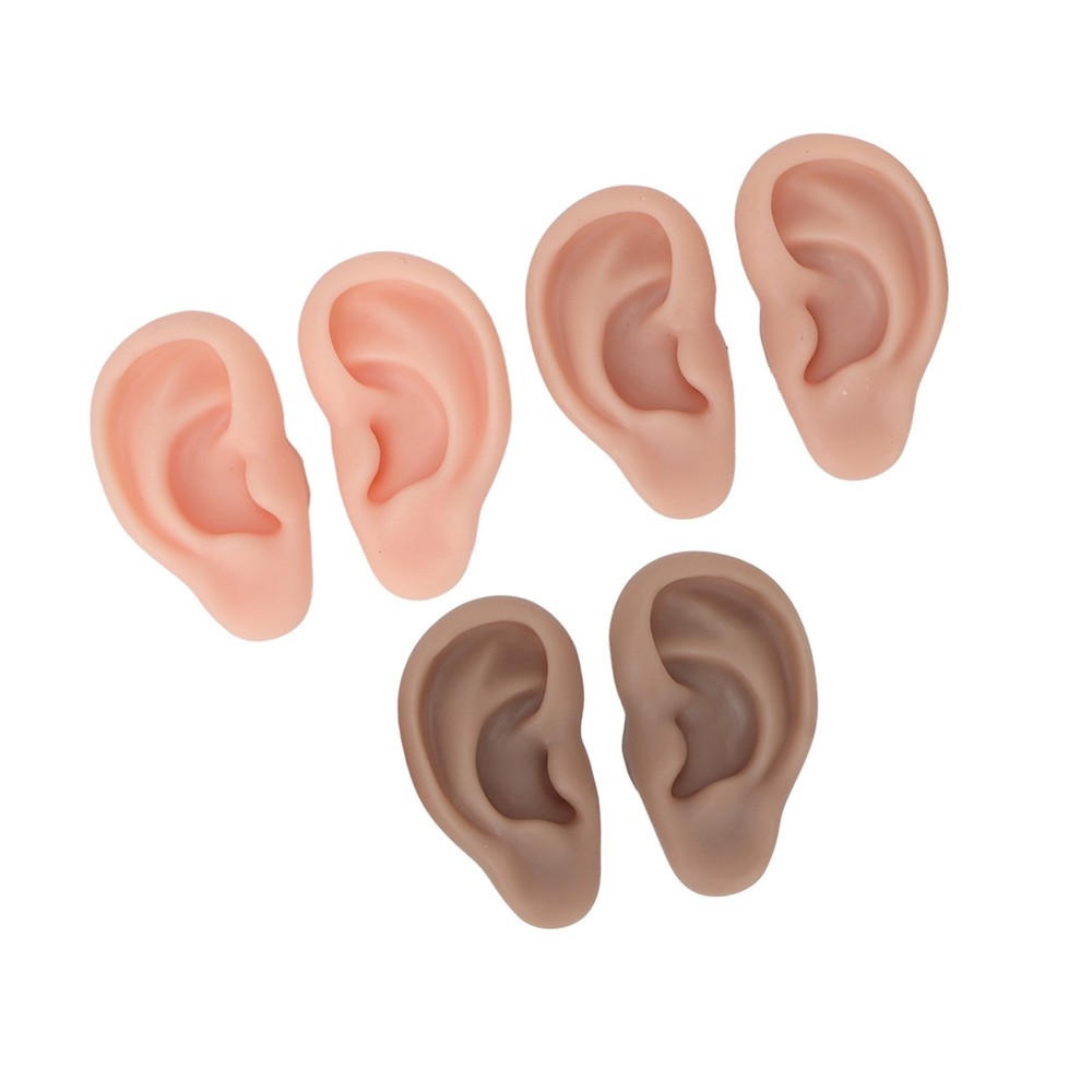 3 Pairs Silicone Ear Model Flexible Soft Ears For Practice