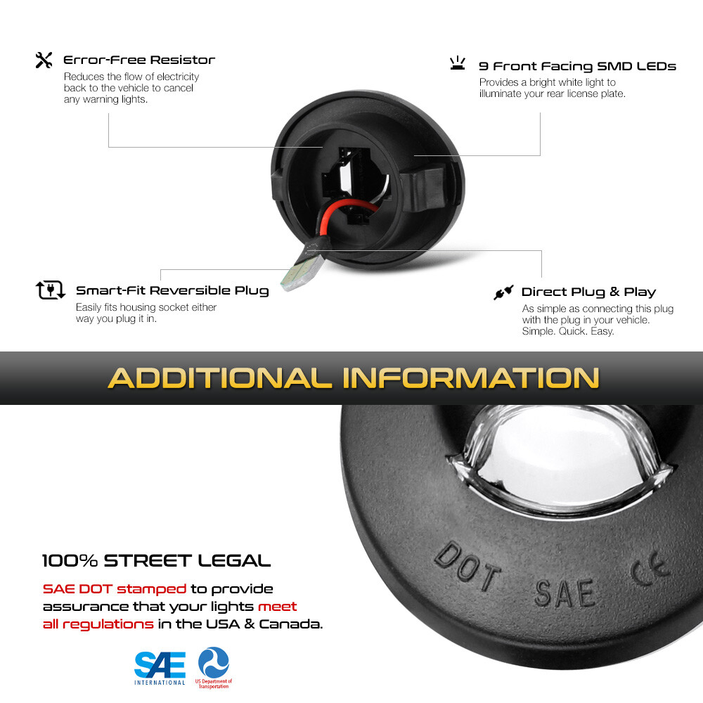 SMD LED License Plate Lights Tag Lamps Housing 83-11 Ford Ranger Bronco Explorer