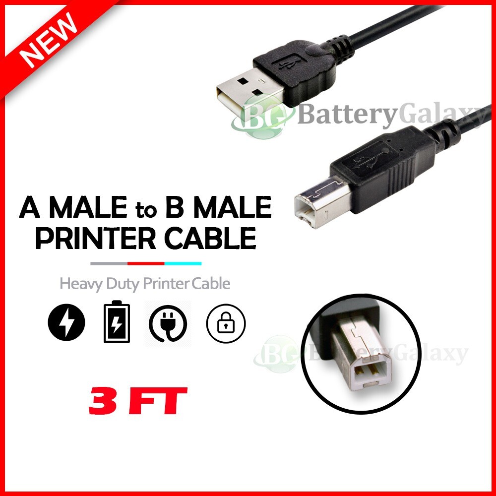 2.0 USB Type A to B Male Cable for Computer Printer Scanner Fax PC Connect Cord