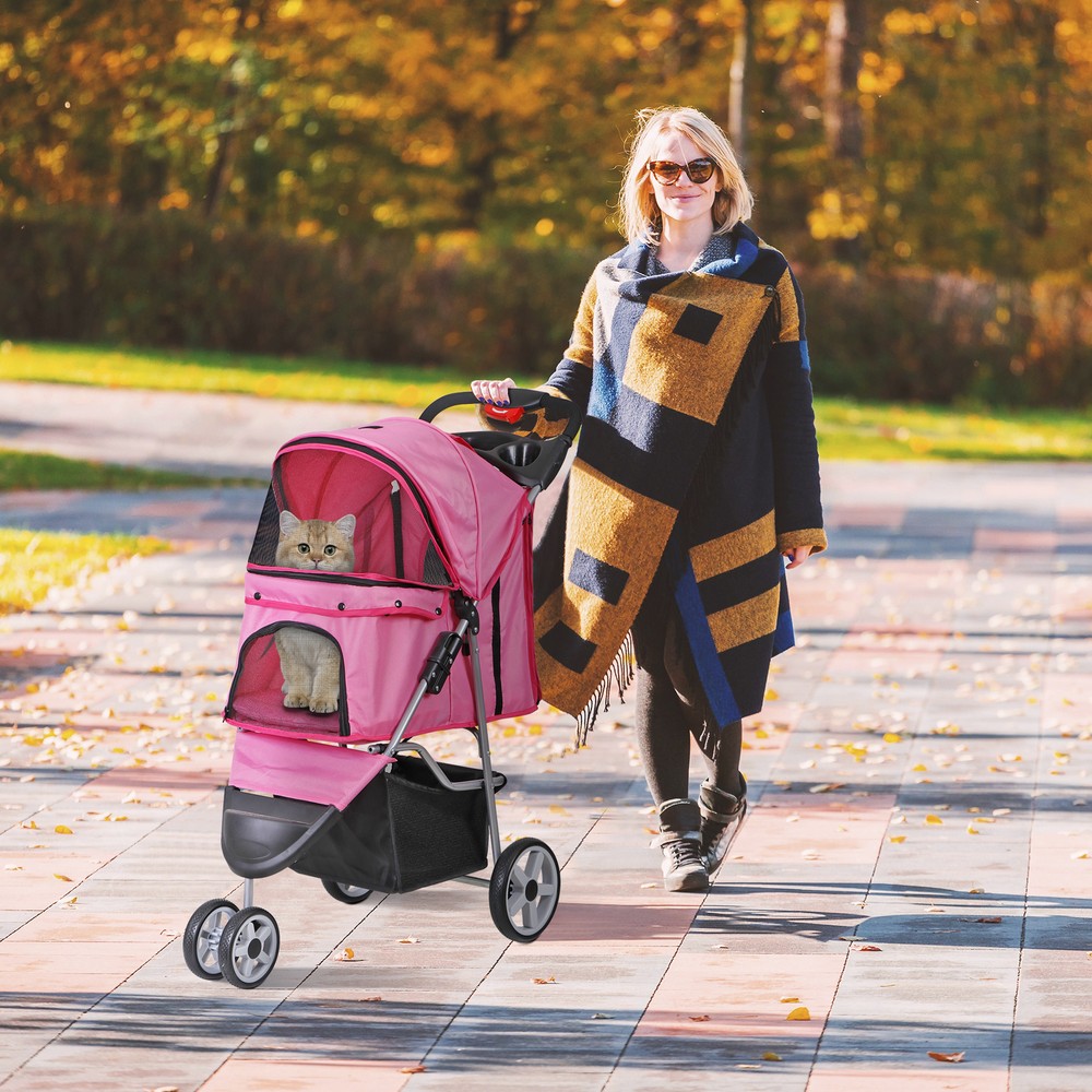 Dog Stroller 3 Wheels Pet Stroller Cat Stroller Lightweight Foldable Portable