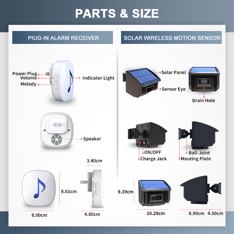 Htzsafe Solar wireless Driveway Alarm System No Need Replace Batteries