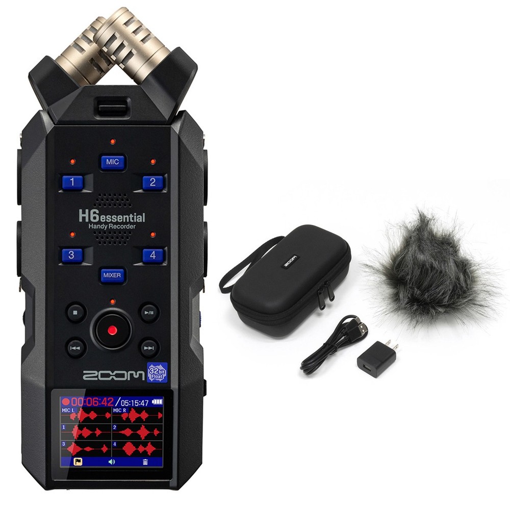 Zoom H6essential 6-Track 32-Bit Float Handy Recorder, Bundle with APH-6E Accesso