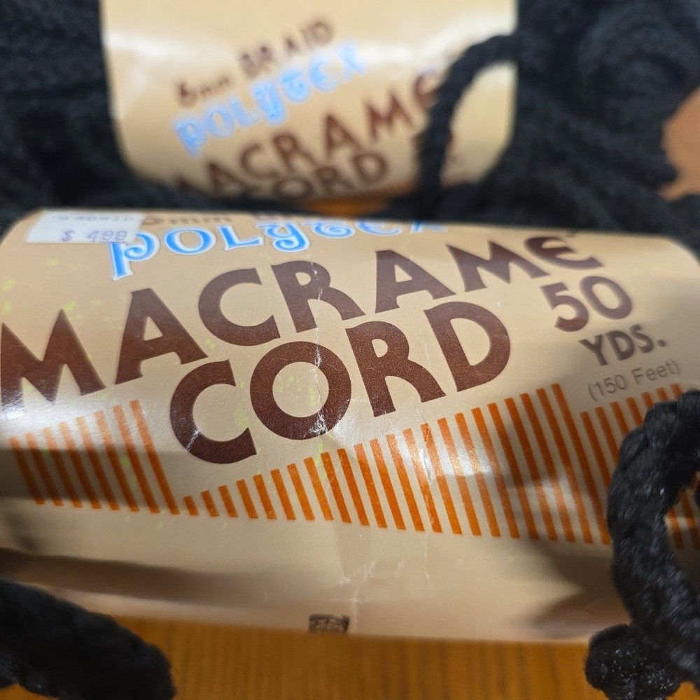 2 Nylon Net Company Polytex Macrame Cord 6 MM Braid 50 Yards Black