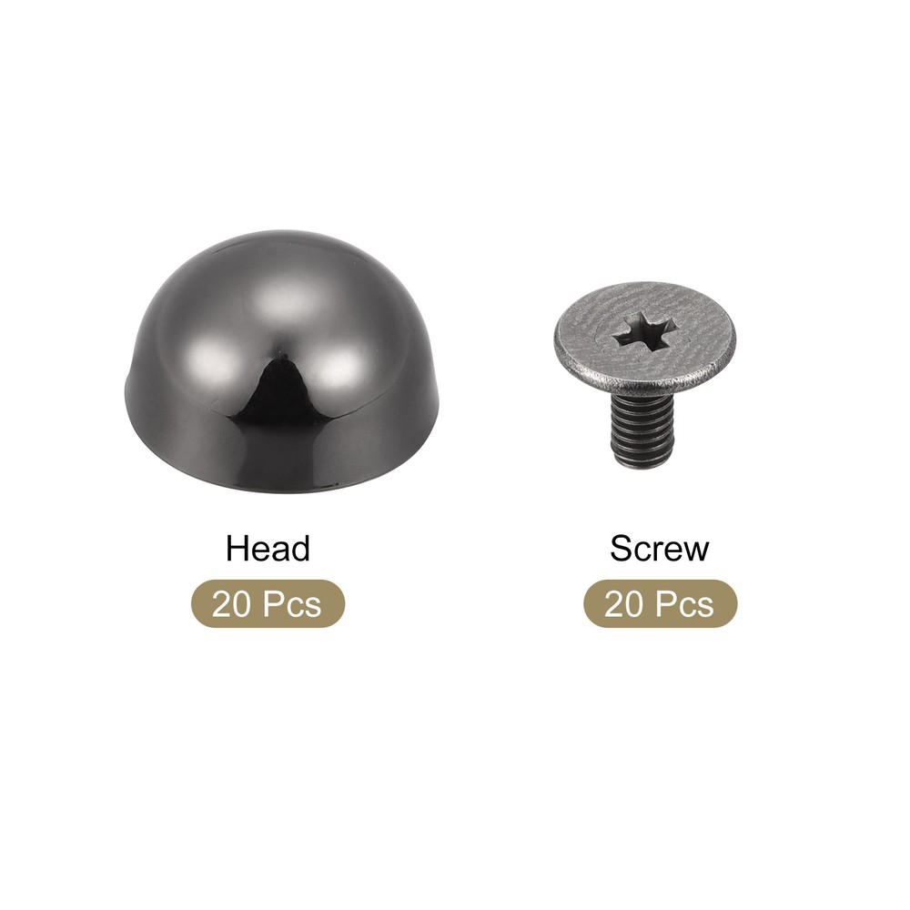 12x7mm Screw Back Rivets Round Cable Head Leather Studs Black 20 Sets