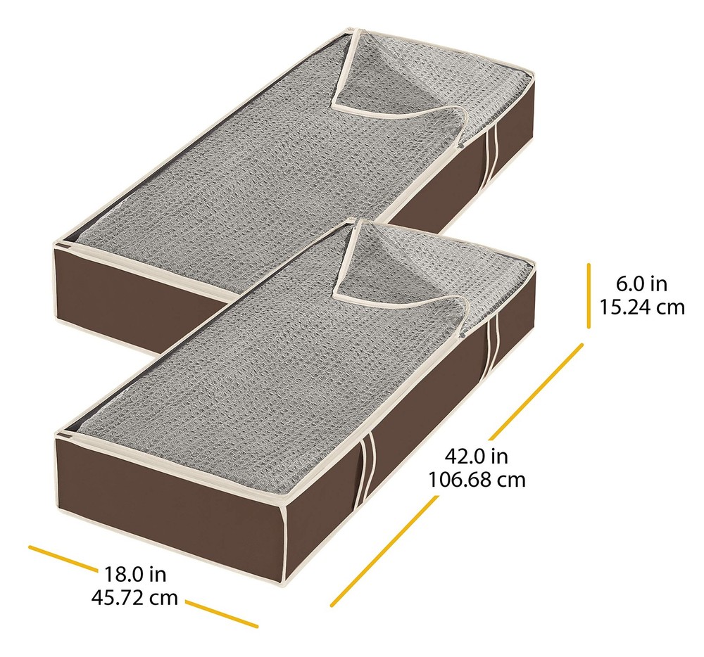 Whitmor Zippered Underbed Bags Java Set of 2 Pieces Jumbo,