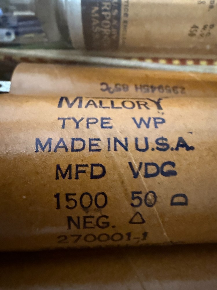 Mallory Electrolytic Can Capacitor Type WP NOS 1500 MFD @ 50 VDC