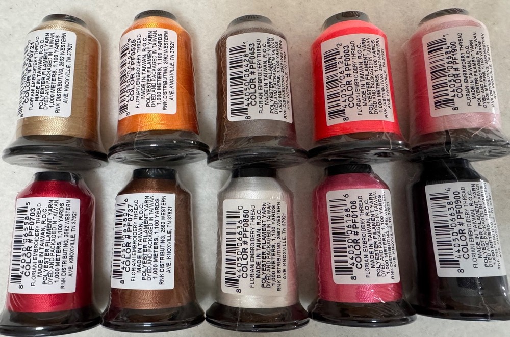 Floriani Embroidery Thread 10 New Spools Polyester Multiple Colors