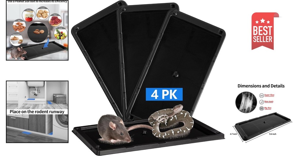 4 Pack Non-Toxic Sticky Mouse Traps - Safe & Effective Pest Control Solution