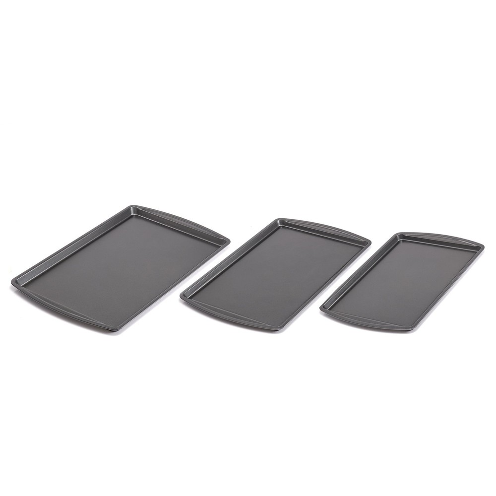 3pc Carbon Steel Nonstick Cookie Sheet Bakeware Set