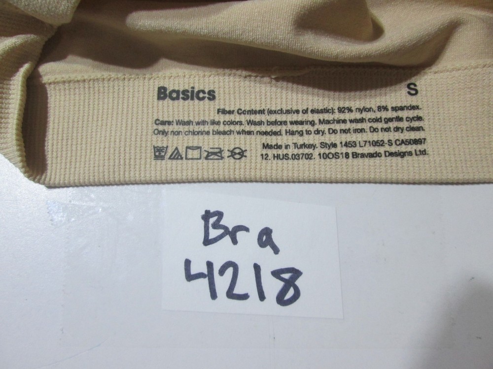 Basics Bra Size S Beige Wireless Unlined Racerback Pullover Bralette Stretch