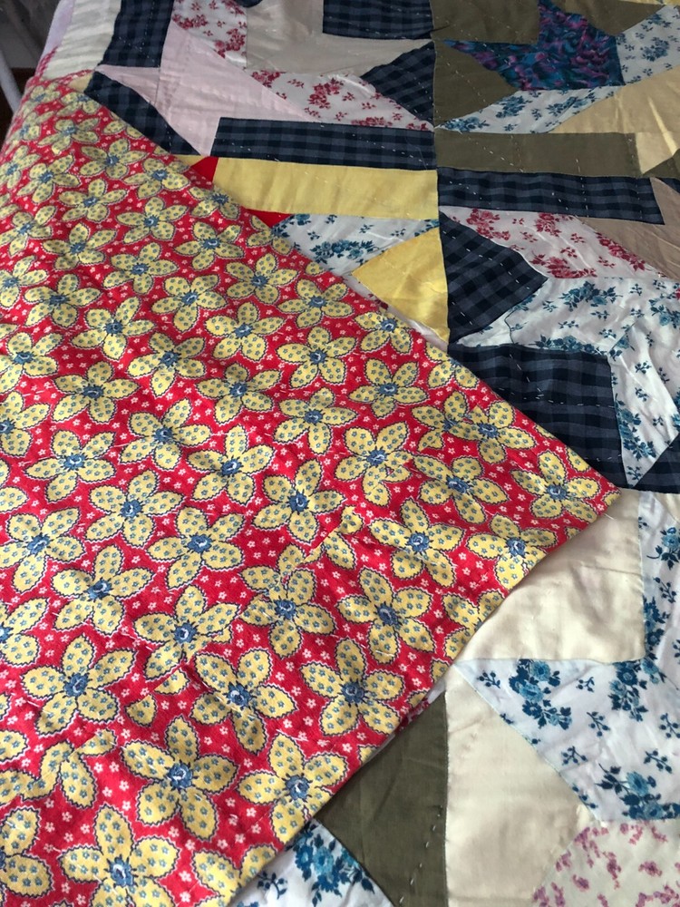 "Cactus Basket" Hand Stitched Quilt, Reversable