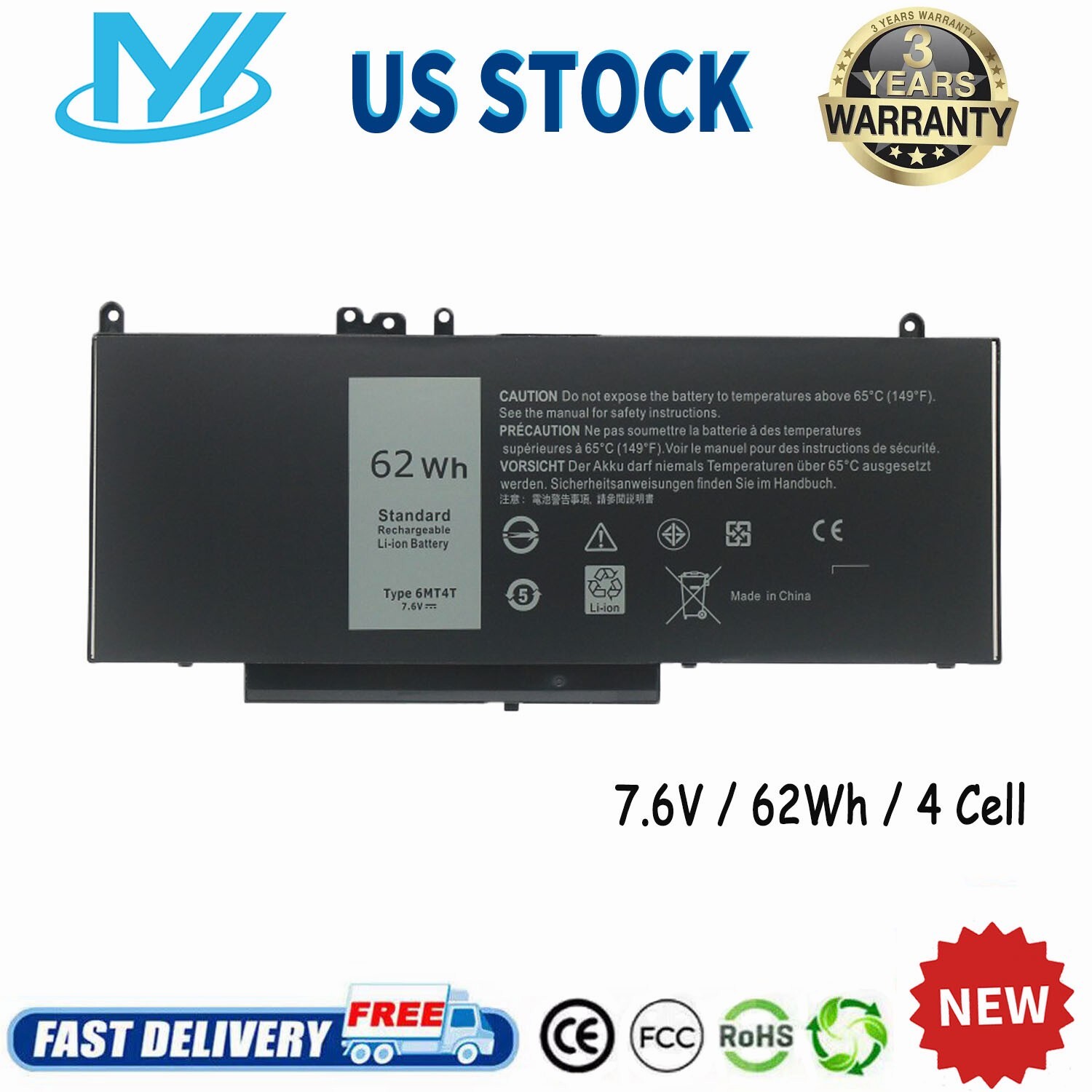 ✅6MT4T Laptop Battery For Dell Latitude E5470 E5570 Precision 3510 79VRK 62Wh