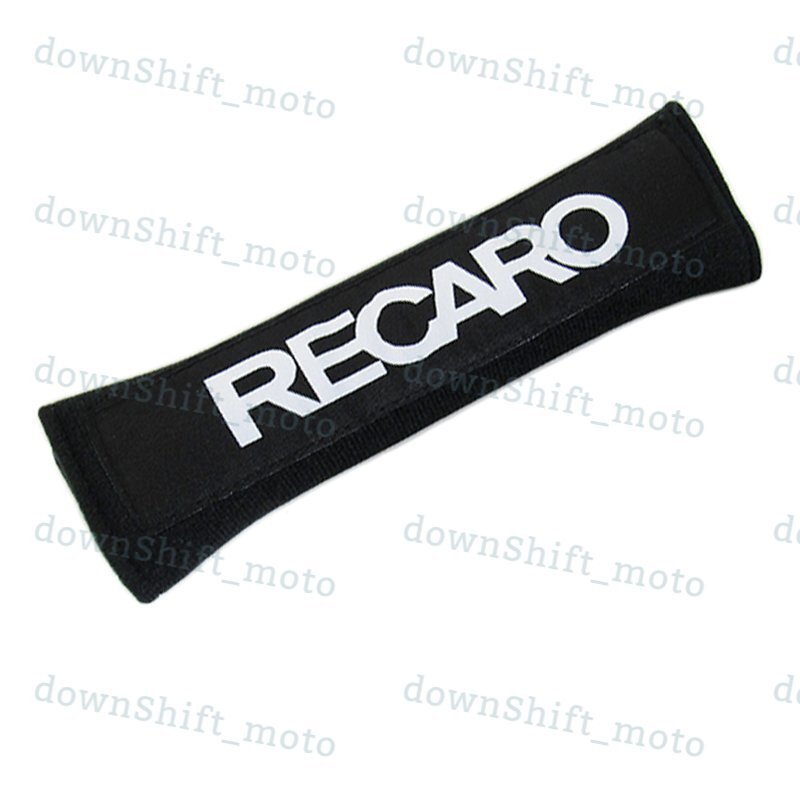X2 Black RECARO Logo Racing Embroidery Soft Cotton Seat Belt Cover Shoulder Pads