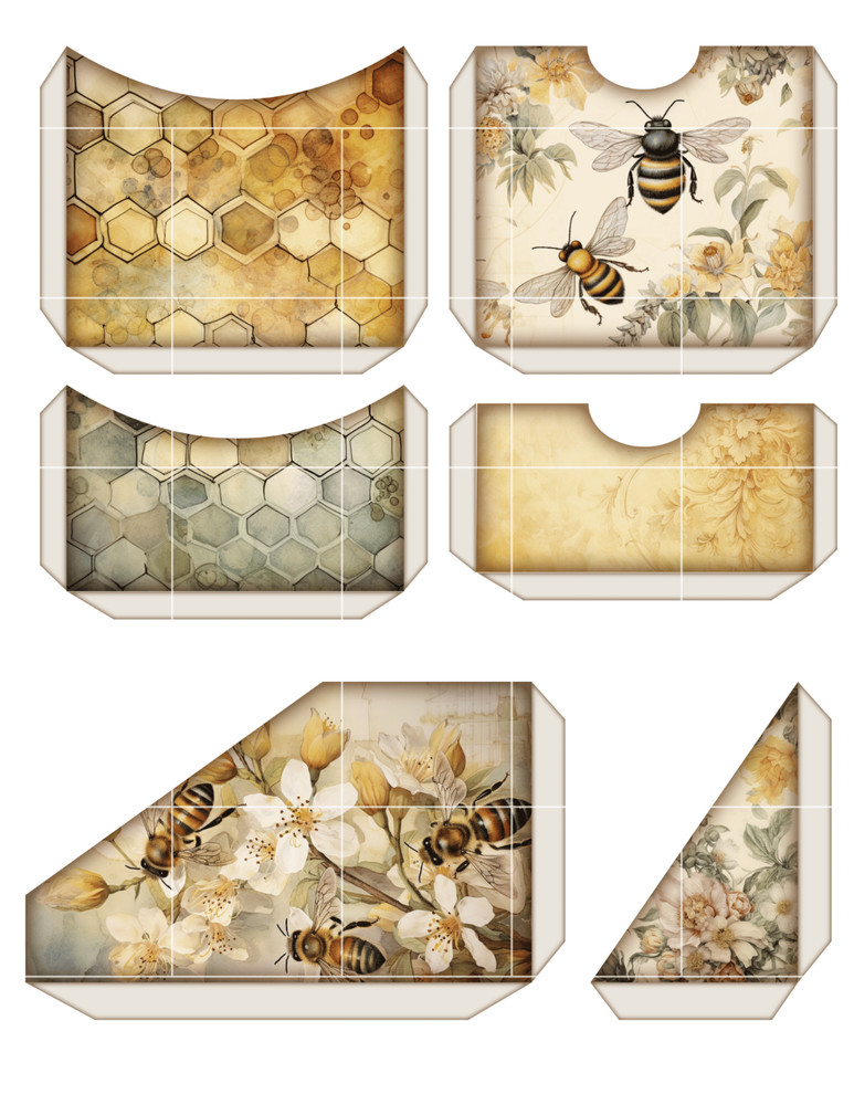 Yellow Bee Junk Journal Scrapbook 12 Pg Kit 91 Elements Collage Supply Ephemera