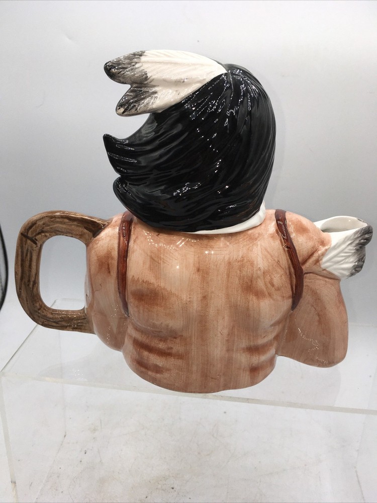 Vtg Cameron & Sons Figural Native Ceramic Teapot 7x6.5”
