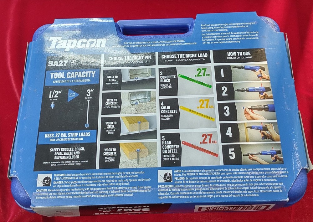 Tapcon SA25 .27 v caliber automatic powder actuated tool! new