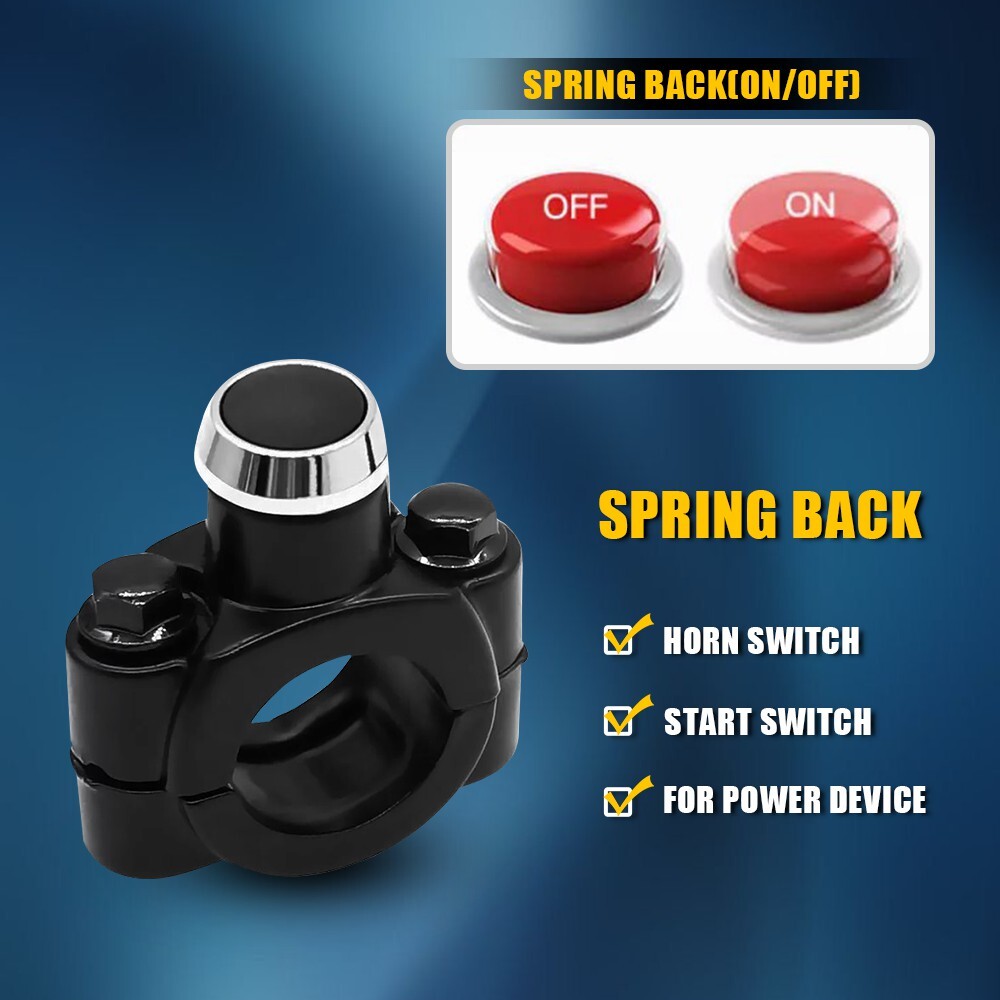 Universal 12V Motorcycle Switch Horn Handlebar Mount Push Button Momentary Start