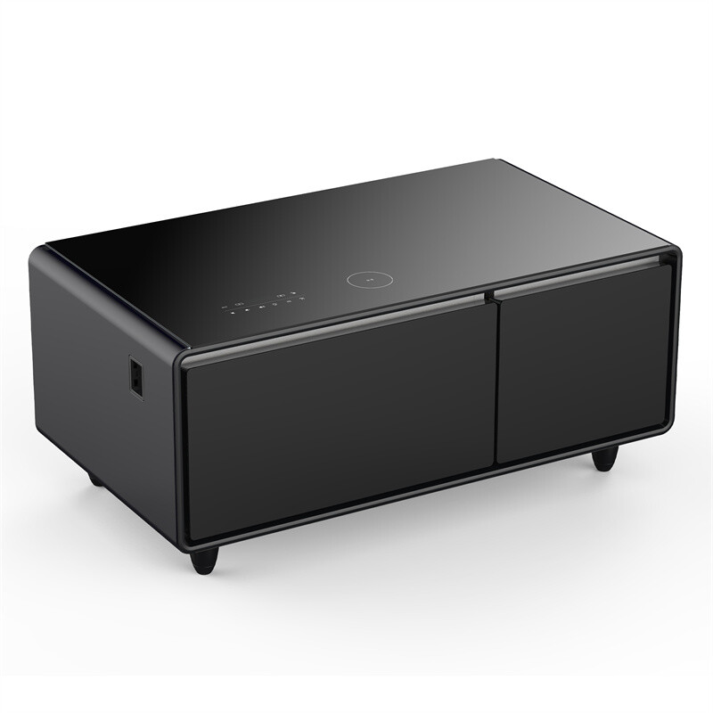 Modern Smart Coffee Table Built-in Fridge Bluetooth Speaker Touch Control Panel