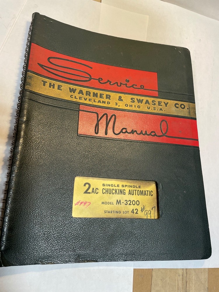 Warner & Swasey 2AC Single Spindle Chucking Automatic  Service  Manual