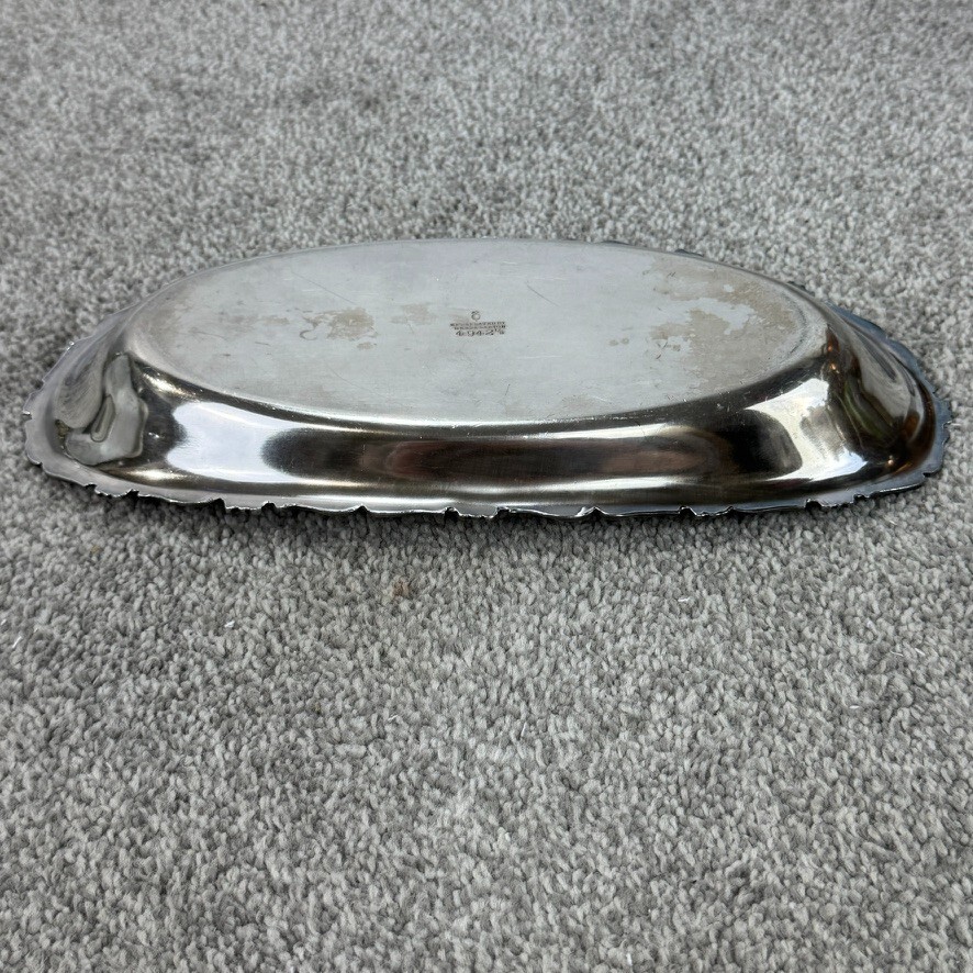 Reed & Barton Silverplate Oval Ornate Bread 12" Tray Engraved S