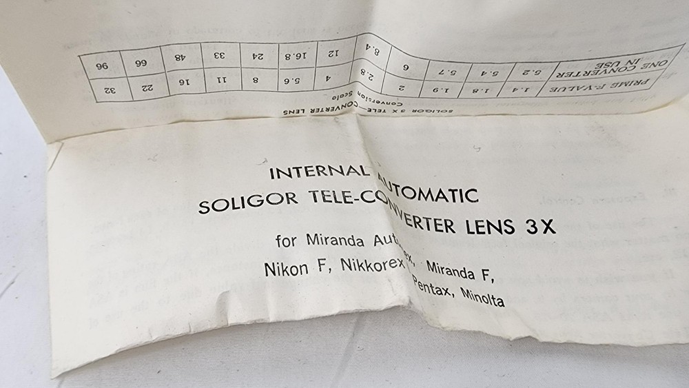 Soligor 3X Auto Tele-Converter - Complete, Japan